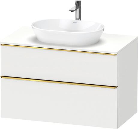 Console vanity unit wall-mounted, DE4968034180000 White Matt, Decor, Handle Gold