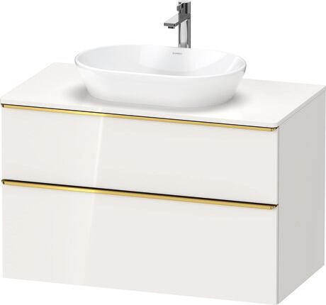 Console vanity unit wall-mounted, DE4968034220000 White High Gloss, Decor, Handle Gold