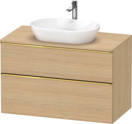 Console vanity unit wall-mounted, DE4968034300000 Natural oak Matt, Decor, Handle Gold