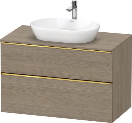 Console vanity unit wall-mounted, DE4968034350000 Oak terra Matt, Decor, Handle Gold