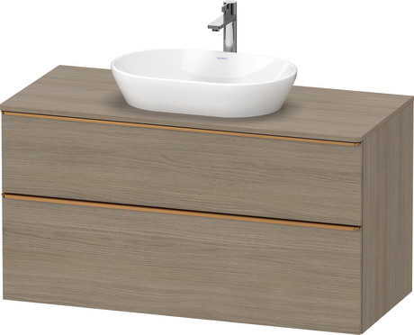 Console vanity unit wall-mounted, DE4969004350000 Oak terra Matt, Decor, Handle Bronze