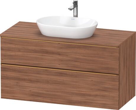 Console vanity unit wall-mounted, DE4969004790000 Walnut Matt, Decor, Handle Bronze