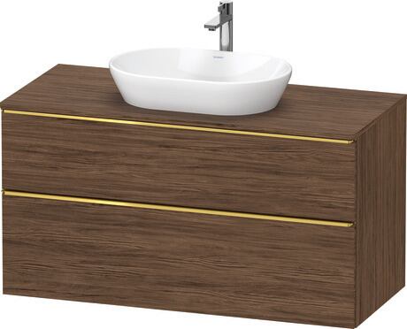 Console vanity unit wall-mounted, DE4969034210000 Walnut dark Matt, Decor, Handle Gold