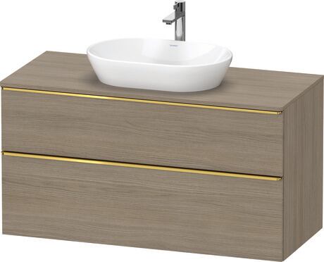 Console vanity unit wall-mounted, DE4969034350000 Oak terra Matt, Decor, Handle Gold