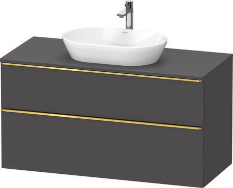 Console vanity unit wall-mounted, DE4969034490000 Graphite Matt, Decor, Handle Gold