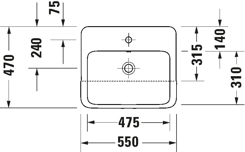 Semi-recessed washbasin, 039955