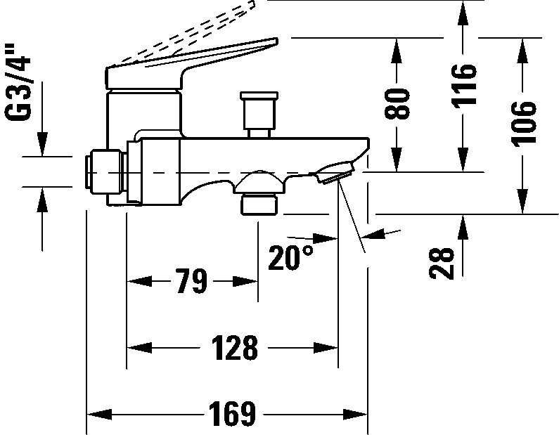 Einhebel-Wannenmischer Aufputz, WA5230000