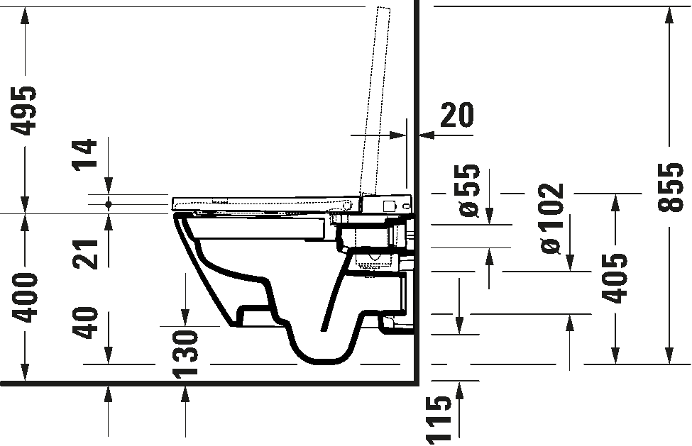 Toilet wall-mounted for shower toilet seat, 250209