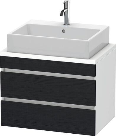 Console vanity unit wall-mounted, DS530601618 Front: Black oak Matt, Decor, Corpus: White Matt, Decor