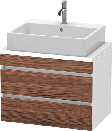 Console vanity unit wall-mounted, DS530602118 Front: Walnut dark Matt, Decor, Corpus: White Matt, Decor