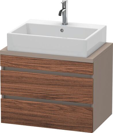 Console vanity unit wall-mounted, DS530602143 Front: Walnut dark Matt, Decor, Corpus: Basalte Matt, Decor