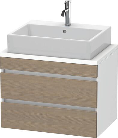 Console vanity unit wall-mounted, DS530603518 Front: Oak terra Matt, Decor, Corpus: White Matt, Decor