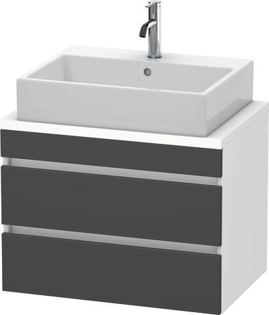 Console vanity unit wall-mounted, DS530604918 Front: Graphite Matt, Decor, Corpus: White Matt, Decor