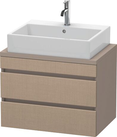 Console vanity unit wall-mounted, DS530607543 Front: Linen Matt, Decor, Corpus: Basalte Matt, Decor