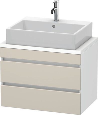 Console vanity unit wall-mounted, DS530609118 Front: taupe Matt, Decor, Corpus: White Matt, Decor