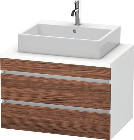 Console vanity unit wall-mounted, DS531702118 Front: Walnut dark Matt, Decor, Corpus: White Matt, Decor