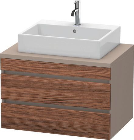 Console vanity unit wall-mounted, DS531702143 Front: Walnut dark Matt, Decor, Corpus: Basalte Matt, Decor