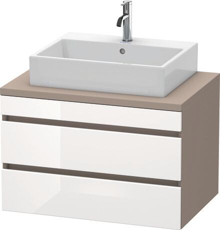 Console vanity unit wall-mounted, DS531702243 Front: White High Gloss, Decor, Corpus: Basalte Matt, Decor