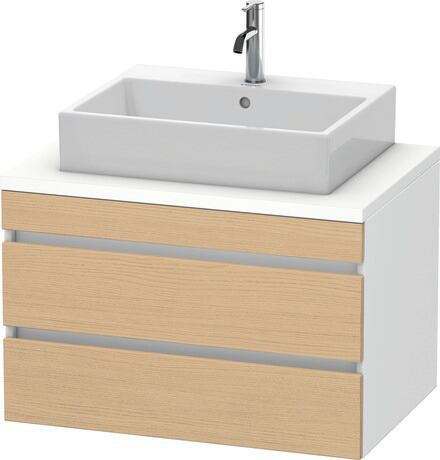 Console vanity unit wall-mounted, DS531703018 Front: Natural oak Matt, Decor, Corpus: White Matt, Decor