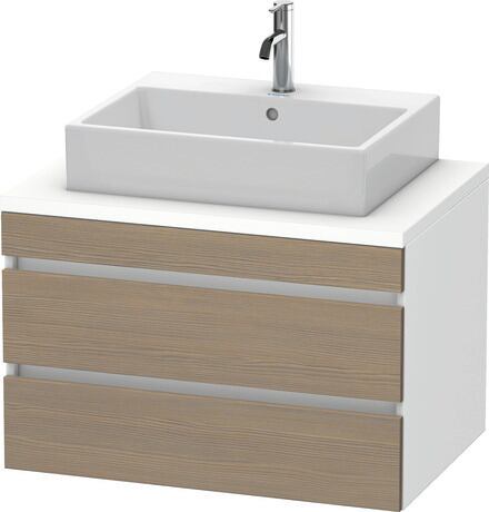 Console vanity unit wall-mounted, DS531703518 Front: Oak terra Matt, Decor, Corpus: White Matt, Decor