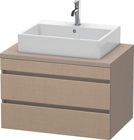 Console vanity unit wall-mounted, DS531707543 Front: Linen Matt, Decor, Corpus: Basalte Matt, Decor