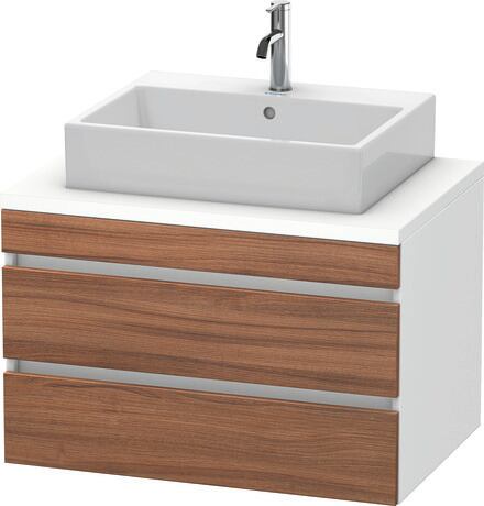 Console vanity unit wall-mounted, DS531707918 Front: Walnut Matt, Decor, Corpus: White Matt, Decor