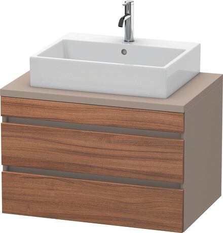 Console vanity unit wall-mounted, DS531707943 Front: Walnut Matt, Decor, Corpus: Basalte Matt, Decor