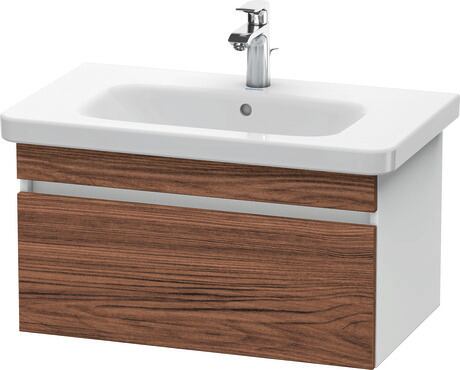 Vanity unit wall-mounted, DS638102118 Front: Walnut dark Matt, Decor, Corpus: White Matt, Decor