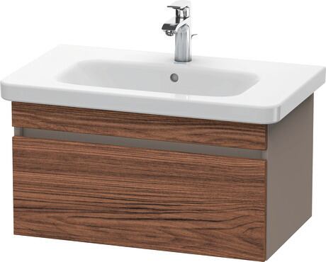 Vanity unit wall-mounted, DS638102143 Front: Walnut dark Matt, Decor, Corpus: Basalte Matt, Decor