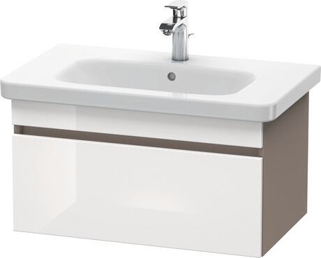 Vanity unit wall-mounted, DS638102243 Front: White High Gloss, Decor, Corpus: Basalte Matt, Decor