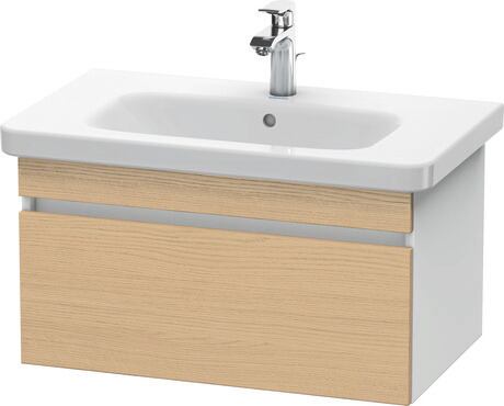 Vanity unit wall-mounted, DS638103018 Front: Natural oak Matt, Decor, Corpus: White Matt, Decor