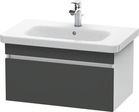 Vanity unit wall-mounted, DS638104918 Front: Graphite Matt, Decor, Corpus: White Matt, Decor