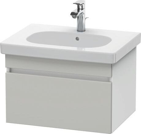 Vanity unit wall-mounted, DS638300718 Front: Concrete grey Matt, Decor, Corpus: White Matt, Decor