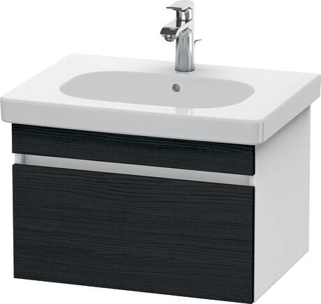 Vanity unit wall-mounted, DS638301618 Front: Black oak Matt, Decor, Corpus: White Matt, Decor