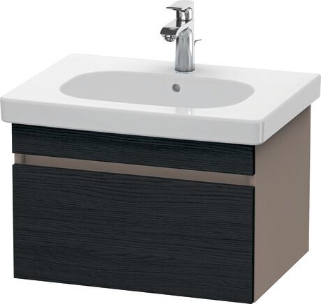 Vanity unit wall-mounted, DS638301643 Front: Black oak Matt, Decor, Corpus: Basalte Matt, Decor