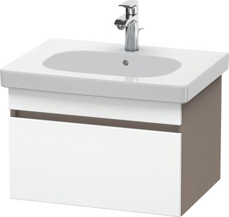 Vanity unit wall-mounted, DS638301843 Front: White Matt, Decor, Corpus: Basalte Matt, Decor