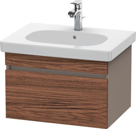 Vanity unit wall-mounted, DS638302143 Front: Walnut dark Matt, Decor, Corpus: Basalte Matt, Decor