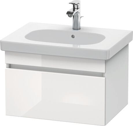 Vanity unit wall-mounted, DS638302218 Front: White High Gloss, Decor, Corpus: White Matt, Decor