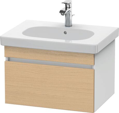 Vanity unit wall-mounted, DS638303018 Front: Natural oak Matt, Decor, Corpus: White Matt, Decor