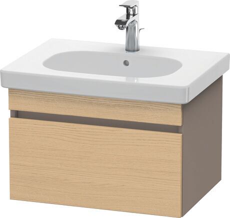 Vanity unit wall-mounted, DS638303043 Front: Natural oak Matt, Decor, Corpus: Basalte Matt, Decor