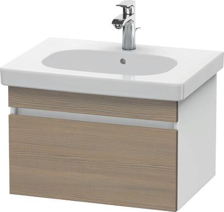 Vanity unit wall-mounted, DS638303518 Front: Oak terra Matt, Decor, Corpus: White Matt, Decor