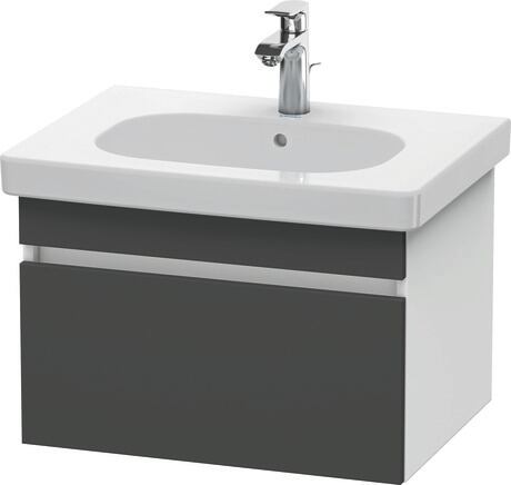 Vanity unit wall-mounted, DS638304918 Front: Graphite Matt, Decor, Corpus: White Matt, Decor