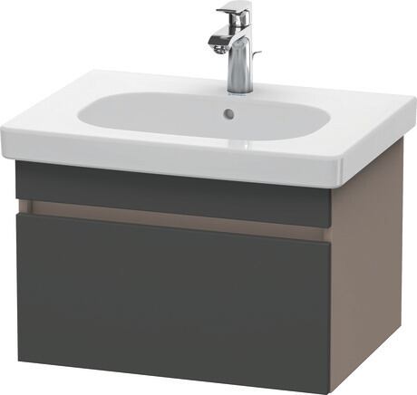 Vanity unit wall-mounted, DS638304943 Front: Graphite Matt, Decor, Corpus: Basalte Matt, Decor