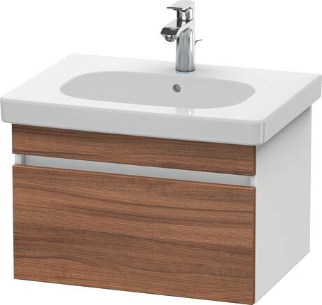 Vanity unit wall-mounted, DS638307918 Front: Walnut Matt, Decor, Corpus: White Matt, Decor