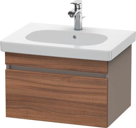 Vanity unit wall-mounted, DS638307943 Front: Walnut Matt, Decor, Corpus: Basalte Matt, Decor