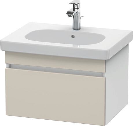 Vanity unit wall-mounted, DS638309118 Front: taupe Matt, Decor, Corpus: White Matt, Decor