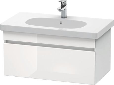 Vanity unit wall-mounted, DS638402218 Front: White High Gloss, Decor, Corpus: White Matt, Decor