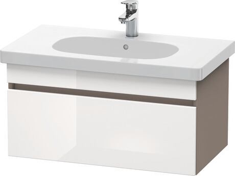 Vanity unit wall-mounted, DS638402243 Front: White High Gloss, Decor, Corpus: Basalte Matt, Decor