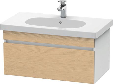 Vanity unit wall-mounted, DS638403018 Front: Natural oak Matt, Decor, Corpus: White Matt, Decor