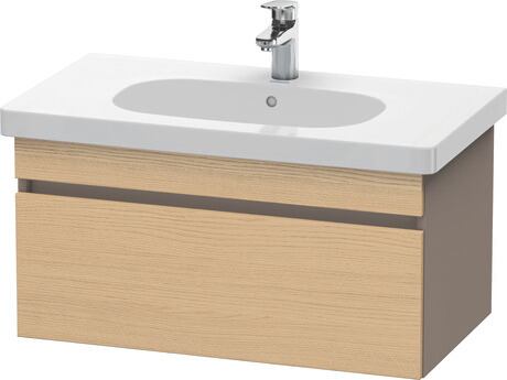 Vanity unit wall-mounted, DS638403043 Front: Natural oak Matt, Decor, Corpus: Basalte Matt, Decor